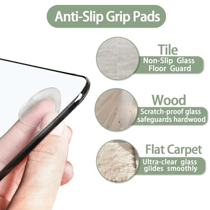Tempered Glass Chair Mat for Carpet 46"x36", Floor Protector | Ultra Clear Office Chair Mat for Hardwood Floors & Carpets, Heavy Duty 0.2" Scratch-Resistant Surface with Non-Slip Pads - size: 46"x36"