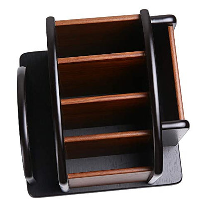 Siveit Wooden Desk Organizer, Desktop Office Supplies Storage Remote Control Caddy Holder (6-Compartment)