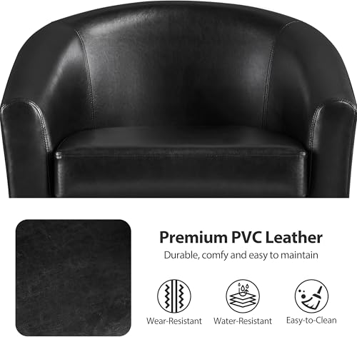 Yaheetech Accent Chairs, Faux Leather Barrel Armchairs, Black - color: Black, size: 25.5"D x 27.5"W x 28"H