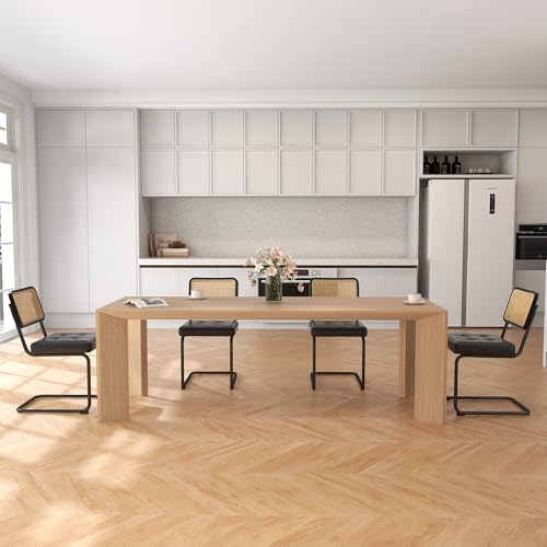 KCC Modern Dining Chairs Set of 4, Faux Leather Rattan Chair,Black | Mid Century Kitchen Side Chairs with Metal Legs and Upholstered Seat for Dining Room,Living Room,Bedroom - color: Black, size: Set of 4