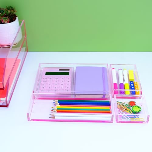 Acrylic Calculator with Stand, Battery and Solar Hybrid Powered Basic Calculator 12-Digit LCD Display,Home Office Desktop Accessories(Pink) - color: Pink