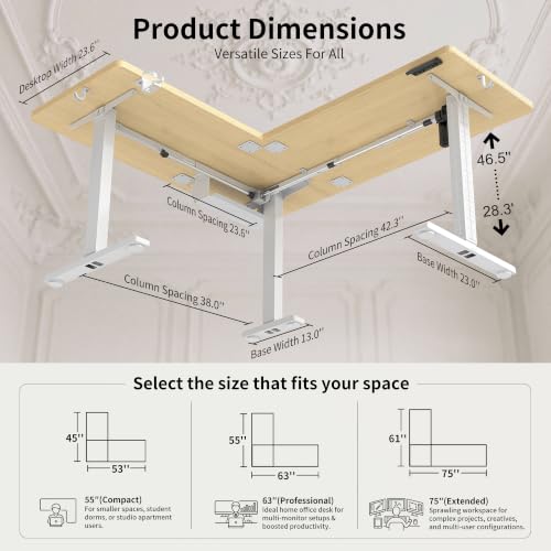 WALKINGDESK 63X55 Inches Reversible L Shaped Standing Desk Height Adjustable with Cup Holder, Electric Corner Computer Desk, Sit Stand up Home Office Desk, Ergonomic Gaming Desk, Oak - color: Oak, size: 63" with Cup Holder