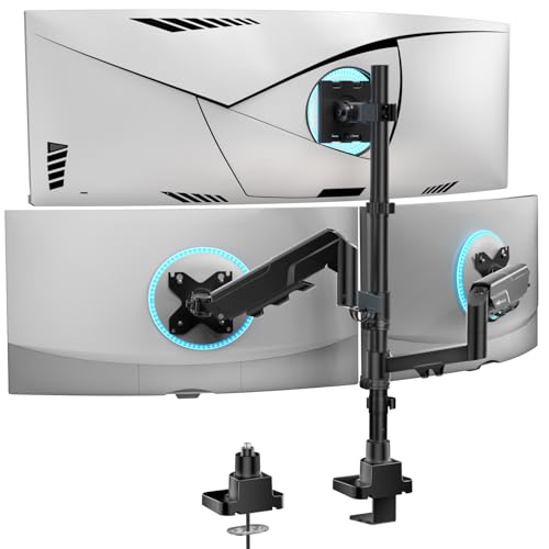 WALI Triple Monitor Mount - Extra Tall 3 Monitor Desk Mount for 17-49 Inch Ultrawide Screens, Up to 44 lbs, Fully Adjustable Heavy Duty Monitor Arm, VESA 75/100 mm (GSDM003-P), Black - color: Black (Triple), size: 17"-49"