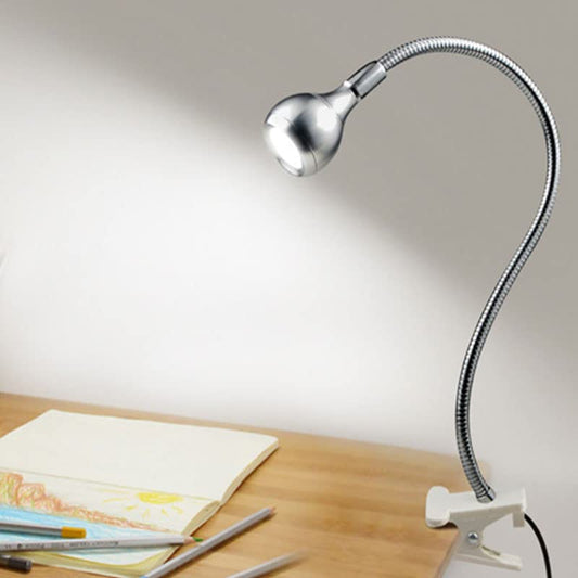 LED Desk Lamp Clip On Light,360°Flexible Gooseneck and Clamp Reading Light - color: Aa Silver