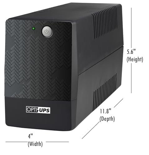OPTI-UPS TS800E+ Line Interactive UPS Battery Backup & Surge Protector | 3 Year Warranty, 120v USA Voltage, Surge Protector, AVR, Automatic Voltage Regulator, Uninterruptible Power Supply - size: 800-va