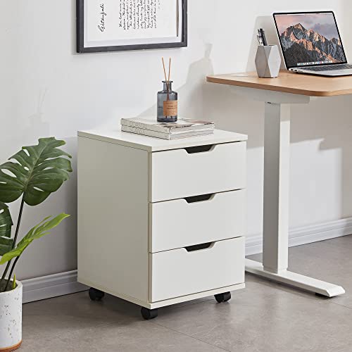 Farini 3-Drawer Vertical Filing Cabinet Rolling Wood Mobile File Cabinets Under Desk for Home Office with Casters，White,Fully-Assembled - color: White, style: Fully-assembled