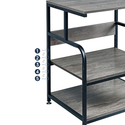 Fannova Gray Printer Stand, 23.6"x18.9" Large Printer Table with Storage - color: Gray, size: 23.6"W x 18.9"D x 30"H