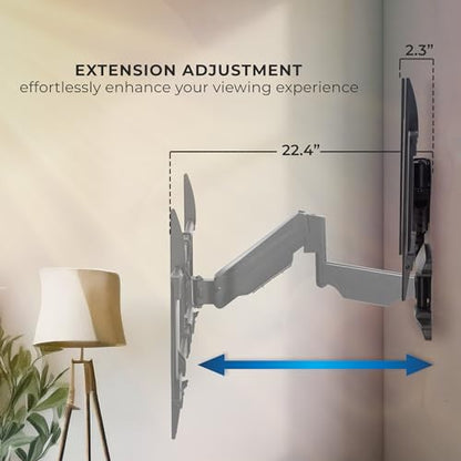 Mount-It! Pull Down TV Mount, Drop Down Wall Mount with Gas Spring Arm, Height-Adjustable TV Mount for 37-80 Inch TVs, Full Motion Swivel Tilt Bracket for Fireplace, Fits VESA 600x400, Up to 88 lbs