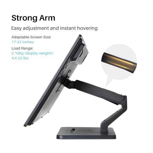HUION ST500 Single Monitor Arm for 17-32 Inch Screens | Holds up to 22 lbs, Gas Spring Full Motion, Adjustable Monitor Mount, VESA 75x75 & 100x100mm - size: Freestanding