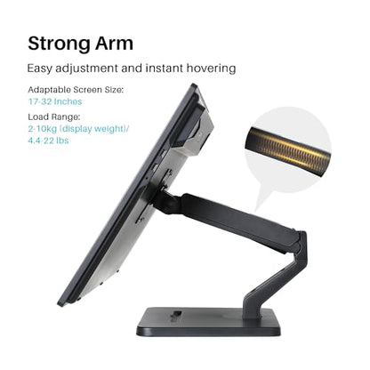 HUION ST500 Single Monitor Arm for 17-32 Inch Screens | Holds up to 22 lbs, Gas Spring Full Motion, Adjustable Monitor Mount, VESA 75x75 & 100x100mm - size: Freestanding