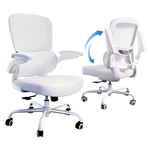 TRALT Ergonomic Office Chair Desk Chair with Adjustable Lumbar Support - color: Angel White