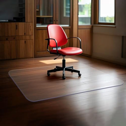 SOONAN Chair Mat for Hardwood Floors 63" x 51", Clear 0.08" Thick Office Desk Chair Mat, Non-Slip Stays Flat No Curling, Heavy Duty Floor Protector for Wood, Tile, Laminate & Vinyl, Home Office - size: 63" x 51" x 0.08"