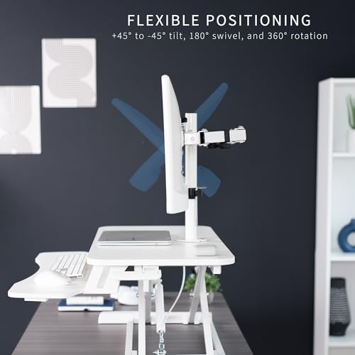 VIVO White 32 in Standing Desk Converter with Monitor Stand, DESK-V000K-M2W - color: White, size: 32"