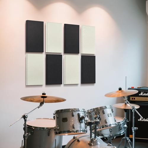 4 Pack Acoustic Panels 23.6"x11.8" Soundproof Fiberglass Panels, Off White - color: Off White, size: 23.6" x 11.8"-4pcs