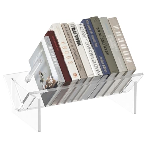 Sumerflos Acrylic Desktop Bookcase, Book Storage Organizer Bookshelves, Clear Mordern Tabletop Storage Rack for Office Home Shelf Display for Cd/Magazine/Book