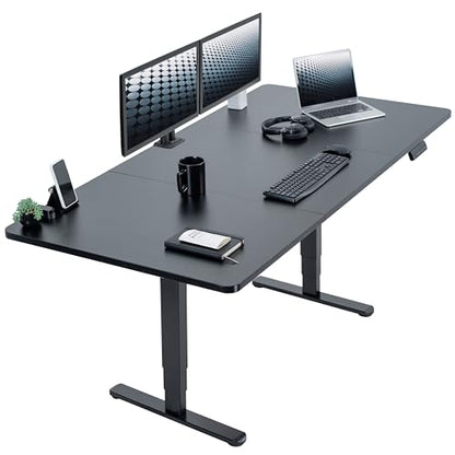 VIVO Black 71 x 36 in Standing Desk, DESK-KIT-2B7B-36 - color: Black Top / Black Frame, size: 71 x 36