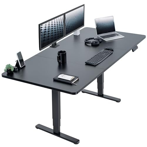 VIVO Black 71 x 36 in Standing Desk, DESK-KIT-2B7B-36 | Electric, Dual Motor, Holds 220 lbs, Sit Stand, Height Adjustable, Extra Deep Table Top, Memory, 2B Series, Black Frame - color: Black Top / Black Frame, size: 71 x 36