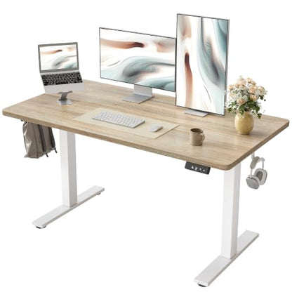 TIQLAB 48 X 24 Inch Height Adjustable Electric Standing Desk, Maple - color: Maple, size: 47*24 inch