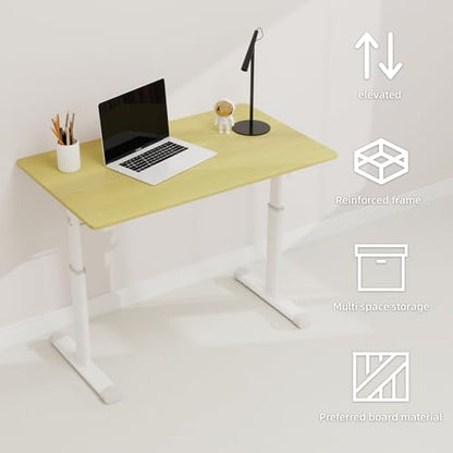 39" Height Adjustable Standing Desk Ergonomic Manual, Home, Wood | Compact Foldable|Mobile Skinny|High Computer Table|Sit Stand Office|Small Gaming Study|Bedroom Minimalist|Walking Pad Ready - color: 39"+wood