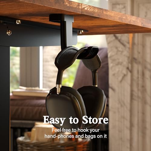 Monomi Electric Standing Desk 63"x28" Height Adjustable Sit Stand Desk | Ergonomic Home Office Computer Gaming Desk with Memory Preset Controller and Anti-Collision,Rustic Brown - color: Rustic Brown, size: 63x28