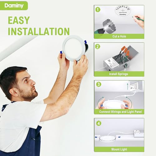 DAMINY 12 Pack 7 Inch LED Recessed Lighting, Canless Wafer Downlight - color: White, size: 7 Inch