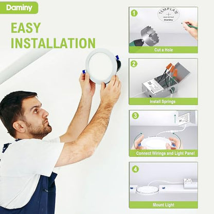 DAMINY 12 Pack 7 Inch LED Recessed Lighting, Canless Wafer Downlight - color: White, size: 7 Inch