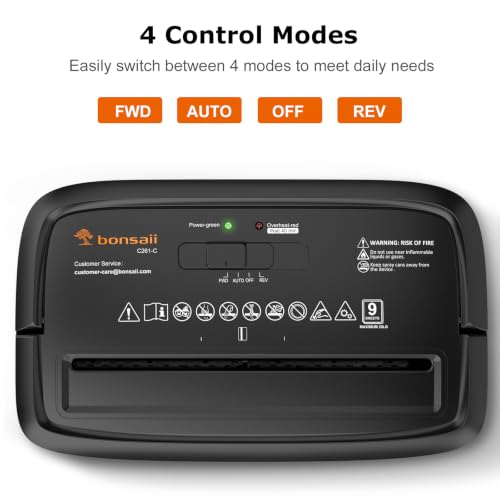 Bonsaii 9-Sheet Crosscut Paper Shredder for Home, P-4 Security Level | Shreds Credit Card, Mail, Staple & Clip, Document Shredder, 4.2 Gal Wastebasket, Small Shredder for Home Office, C261-C - size: Crosscut 9 Sheet Updated