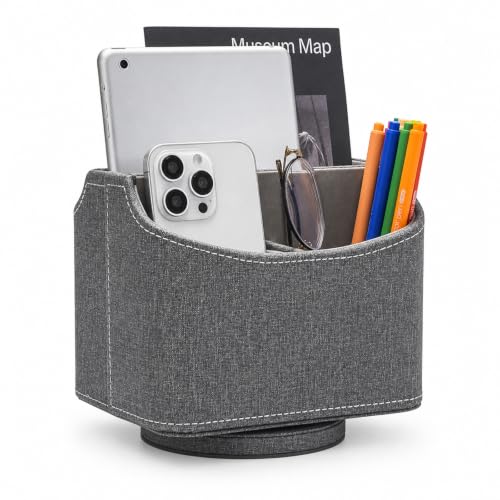UnionBasic Rotating Desk Organizer, 360 Desk Spinning Caddy, Desktop TV Guide/Mail/Media/Remote Controller Holder Organizer, Barry Grey - color: Barry Grey
