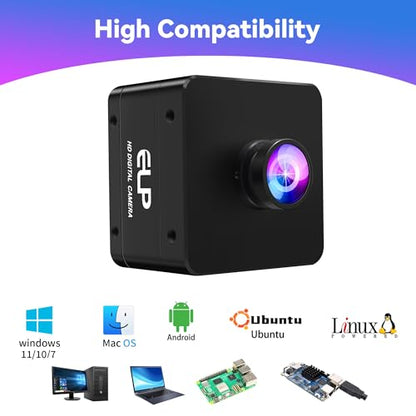 ELP High Speed USB Camera, 1080P/230fps, 4K/60fps, 12MP/30fps, Mini UVC USB3.0/2.0 Lightburn Cameras for Windows, Linux, Mac, Pi, Wide Angle 88°(H) IMX577 Webcam for PC Jetson Nano