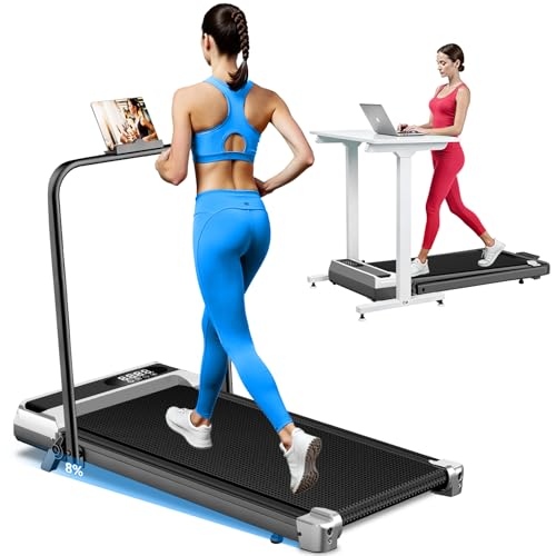 Walking Pad Treadmill with 8% Incline for Home Office,3.0HP Low Noise Portable Folding Under Desk Treadmill with Remote Control,Jogging Running Machine,350 Lbs Capacity,Handle Bar