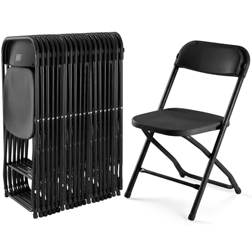 DUMOS Plastic Folding Chairs Sets of 20, Outdoor Patio Foldable Chairs - color: Black, size: 20