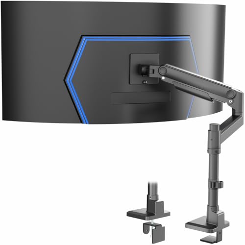 VIVO Aluminum Ultrawide Monitor Tension Stand with Extension Pole for up to 49 inch Screens, Holds 44 lbs, Premium Desk Mount Designed for Samsung Odyssey G9 and More, Black, STAND-POLE1V