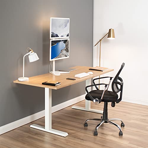 VIVO Dual Monitor Desk Stand Free-Standing LCD Mount, Holds in Stacked Vertical Position 2 Ultrawide Screens up to 34 inches, White, STAND-V002LW - color: White