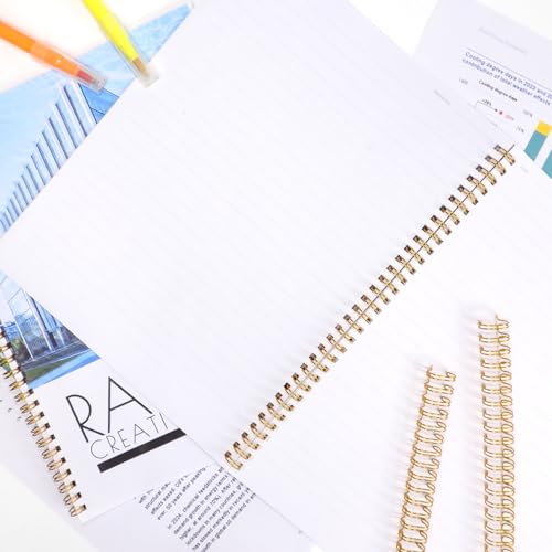 Rayson Wire Binding Spines, 7/16" 3:1 Pitch, 32-Loop Gold, 100 Pack | Binds up to 80 sheets; double-loop design helps pages turn smoothly in reports, manuals and project files.