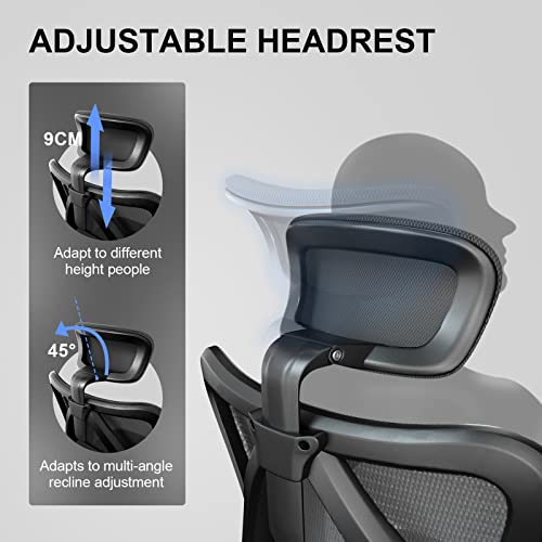 SIHOO M18 Ergonomic Office Chair, Upgraded Wheels, Mesh Back Desk Chair - color: Light Black, size: Pack of 1