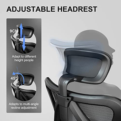 SIHOO M18 Ergonomic Office Chair, Upgraded Wheels, Mesh Back Desk Chair - color: Light Black, size: Pack of 1