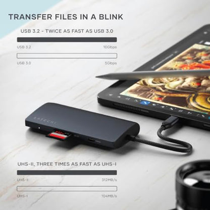 Satechi 8-in-1 USB-C Hub V3, 8K HDMI, 100W Charging, Ethernet, Midnight - color: Midnight, size: V3