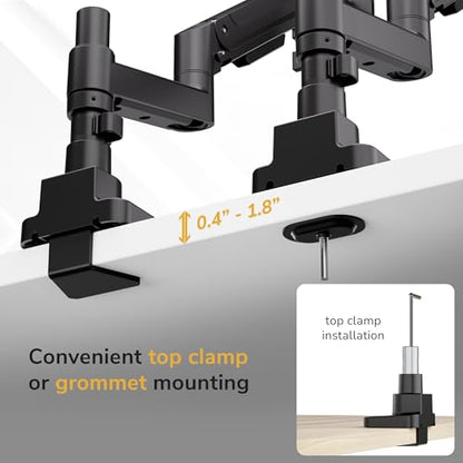 Mount-It! Ultrawide Monitor Desk Mount with Pole, Fits 17–49” Screens, Heavy Duty Height-Adjustable Gas Spring Arm, 44 lbs Capacity, Full Motion, VESA 75/100, Clamp or Grommet