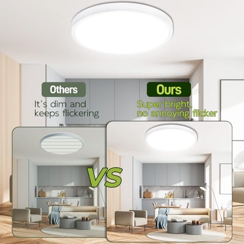 hykolity 9 Inch Selectable CCT LED Round Flat Panel Light,1800LM,2 Pack | 18W 3000K/4000K/5000K, Edge-Lit Flush Mount Ceiling Light Fixture for Kitchen, Bedroom, Laundry and Closet Room,White - color: White, size: 9 inch