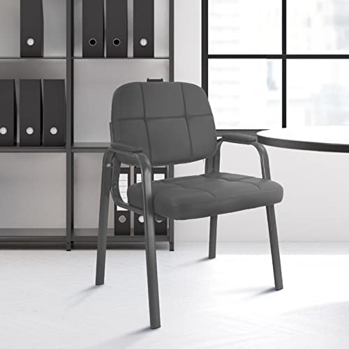 CLATINA Waiting Room Guest Chair with Bonded Leather Padded Arm Rest for Office Reception and Conference Desk(Grey 4 Pack) - color: Grey, size: 4 Pack