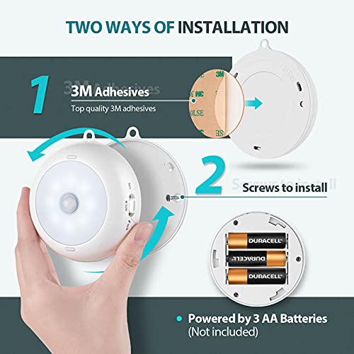 Reoshine Motion Sensor Light Indoor AA Battery Operated, Under Cabinet Lighting, Magnetic Stick on LED Puck Lights for Stair, Wall, Closet, Dimmable, 6000K Cool White (6 Pack) - color: Cool White