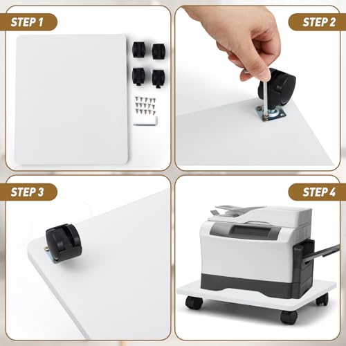 Beeveer 2 Pcs White Under Desk Printer Stand 13.8 x 11.8 x 2.4 Inches - color: White, size: 13.8 x 11.8 x 2.4 Inches