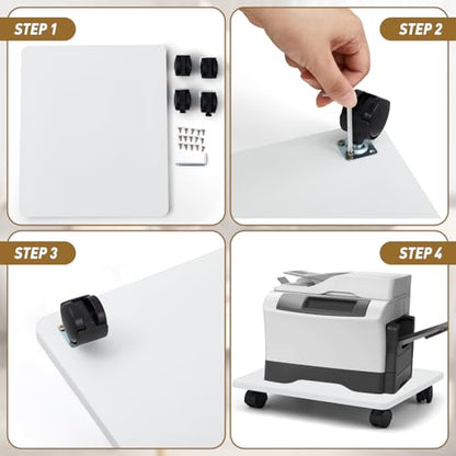 Beeveer 2 Pcs White Under Desk Printer Stand 13.8 x 11.8 x 2.4 Inches - color: White, size: 13.8 x 11.8 x 2.4 Inches