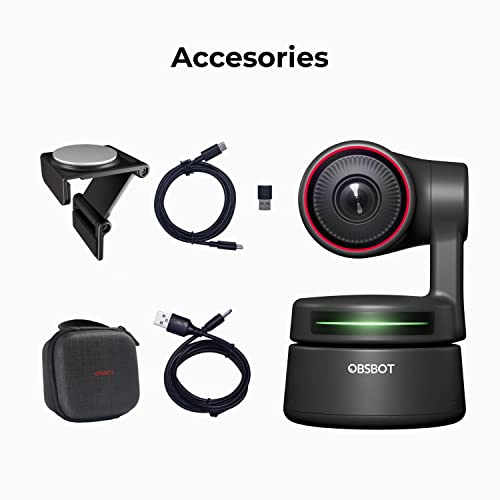 OBSBOT Tiny PTZ 4K Webcam, AI Tracking & Autofocus, Video Conference Camera | Dual Omni-Directional Microphones, Auto tracking with 2 axis gimbal, HDR, 60 FPS, Low-Light Correction, Web Camera for PC - size: TINY 4K