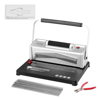 VEVOR Coil Spiral Binding Machine, Manual Book Maker with Electric Binding, 46-Holes Binding 500 Sheets Punch Binder, with 100pcs 5/16'' Coil Binding Spines, for Letter Size, A4, A5 - style: Electric Binding