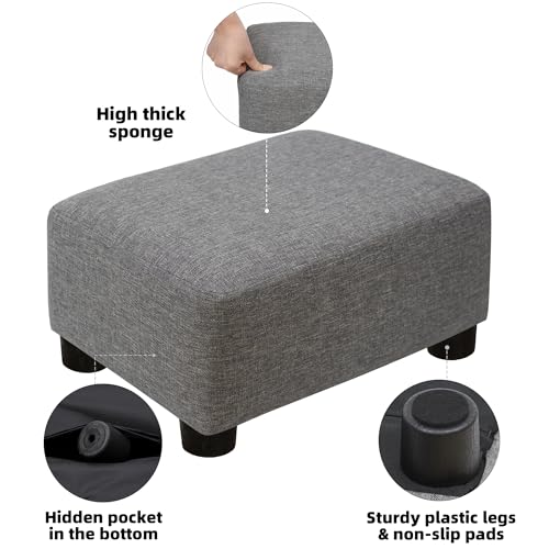 CAROLMADE Small Foot Stool Ottoman Footstool with Legs Under Desk Footrest for Living Room Bedroom and Office,Linen-Grey - color: Grey, size: 11"d X 15.4"w X 8.3"h