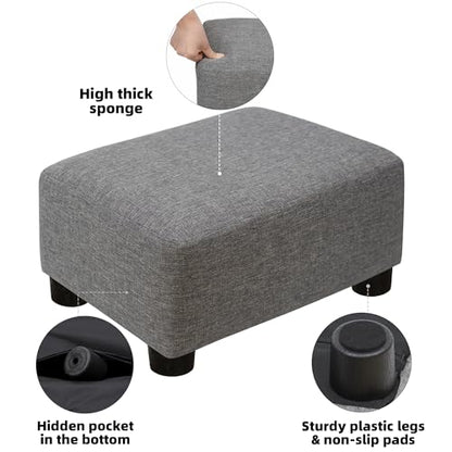 CAROLMADE Small Foot Stool Ottoman Footstool with Legs Under Desk Footrest for Living Room Bedroom and Office,Linen-Grey - color: Grey, size: 11"d X 15.4"w X 8.3"h