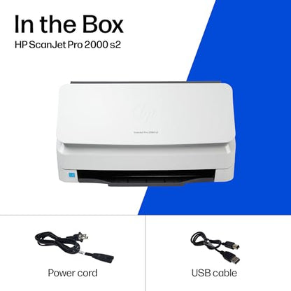 HP ScanJet Pro 2000 s2, Fast 2‑Sided Scanner with Auto Document Feeder, Best for Small Business (6FW06A)