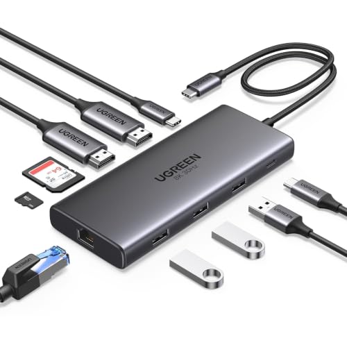 UGREEN USB C Docking Station Dual Monitor, 10-in-1 Laptop Dock with 2 HDMI