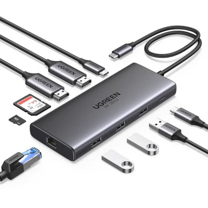 UGREEN USB C Docking Station Dual Monitor, 10-in-1 Laptop Dock with 2 HDMI